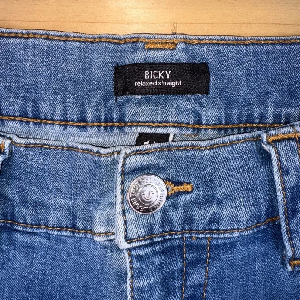 True Religion Jeans Mens 36 Ricky Relaxed Straight Leg Denim Blue Jeans